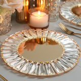 2 Pack 14inch Crystal Pendant Metal Charger Plates – Gold Mirror Glass