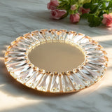 2 Pack 14inch Crystal Pendant Metal Charger Plates – Gold Mirror Glass