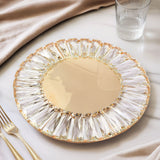 2 Pack 14inch Crystal Pendant Metal Charger Plates – Gold Mirror Glass