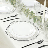 6-Pack Plastic Round Charger Plates 13" in Clear Reef Design with Black Rim, Decorative Dinner Party Serving Plates