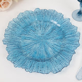 6 Pack Transparent Dusty Blue Round Reef Acrylic Plastic Charger Plates, Dinner Charger Plates