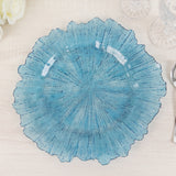 6 Pack Transparent Dusty Blue Round Reef Acrylic Plastic Charger Plates, Dinner Charger Plates