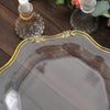 6 Pack | 13" Clear / Gold Baroque Scalloped Acrylic Plastic Charger Plates