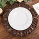 6 Pack Dark Brown Retro Baroque Acrylic Charger Plates With Ornate Embossed Rim Round Aristocrat