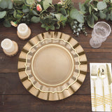 6 Pack 13inch Round Gold Acrylic Plastic Dinner Plate Chargers With Wavy Scalloped Rim
