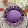 6 Pack | 13inch Round Purple Acrylic Plastic Charger Plates With Gold Brushed Wavy Scalloped Rim