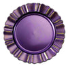 6 Pack | 13inch Round Purple Acrylic Plastic Charger Plates With Gold Brushed Wavy Scalloped#whtbkgd