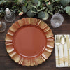 6 Pack | 13inch Round Terracotta Acrylic Plastic Dinner Plate Chargers With Gold Brushed