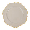 6 Pack | 13inch Taupe / Gold Scalloped Rim Acrylic Charger Plates Plastic Charger Plates#whtbkgd