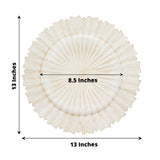 6 Pack | 13inch Antique White Sunray Acrylic Plastic Charger Plates, Scalloped Rim Serving Trays