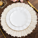 6 Pack | 13inch Antique White Sunray Acrylic Plastic Charger Plates, Scalloped Rim Serving Trays