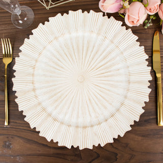 Add Elegance to Your Table with Antique White Sunray Acrylic Plastic Charger Plates