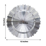 6 Pack | 13inch Silver Sunray Acrylic Plastic Charger Plates Disposable Serving Trays