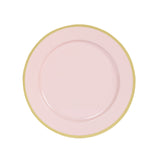 10 Pack Blush Economy Plastic Charger Plates With Gold Rim#whtbkgd