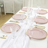 10 Pack Blush Economy Plastic Charger Plates With Gold Rim