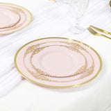 10 Pack Blush Economy Plastic Charger Plates With Gold Rim