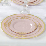 10 Pack Blush Economy Plastic Charger Plates With Gold Rim