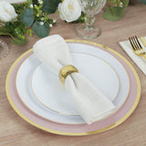 10 Pack Blush Economy Plastic Charger Plates With Gold Rim