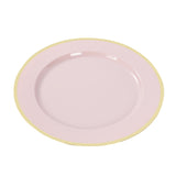 10 Pack Blush Economy Plastic Charger Plates With Gold Rim