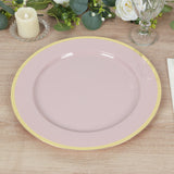 10 Pack Blush Economy Plastic Charger Plates With Gold Rim