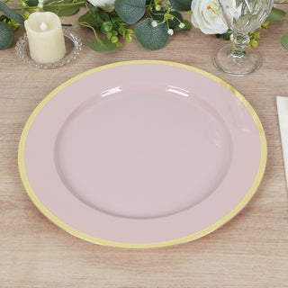 <span style="background-color:transparent;color:#000000;">Blush Charger Plates with Gold Rim for Stunning Table Settings</span>