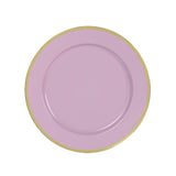 10 Pack Lavender Lilac Economy Plastic Charger Plates With Gold Rim#whtbkgd