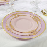 10 Pack Lavender Lilac Economy Plastic Charger Plates With Gold Rim