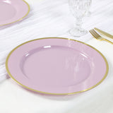 10 Pack Lavender Lilac Economy Plastic Charger Plates With Gold Rim