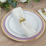 10 Pack Lavender Lilac Economy Plastic Charger Plates With Gold Rim