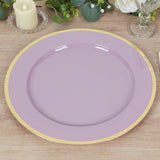 10 Pack Lavender Lilac Economy Plastic Charger Plates With Gold Rim