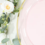 10 Pack Transparent Blush Economy Plastic Charger Plates With Gold Rim