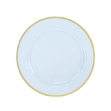 10 Pack Dusty Blue Economy Plastic Charger Plates With Gold Rim#whtbkgd