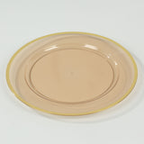 10 Pack Amber Gold Economy Plastic Charger Plates With Gold Rim