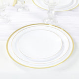 10 Pack White Economy Plastic Charger Plates With Gold Rim, 12inch Round Dinner Chargers