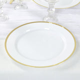 10 Pack White Economy Plastic Charger Plates With Gold Rim, 12inch Round Dinner Chargers