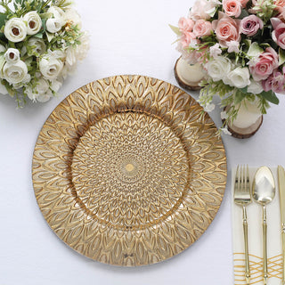 Add Glamour to Your Table with Gold Embossed Peacock Design Charger Plates