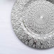 6 Pack | 13inch Silver Embossed Peacock Design Disposable Charger Plates