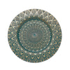 6 Pack | 13inch Teal / Gold Embossed Peacock Design Disposable Charger Plates#whtbkgd