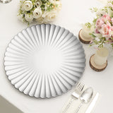 6 Pack | 13inch Silver Scalloped Shell Pattern Plastic Charger Plates