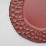 6 Pack Matte Finish Burgundy Hammered Charger Plates, Flat Modern Dinner Serving Plates - 13inch