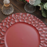 6 Pack Matte Finish Burgundy Hammered Charger Plates, Flat Modern Dinner Serving Plates - 13inch