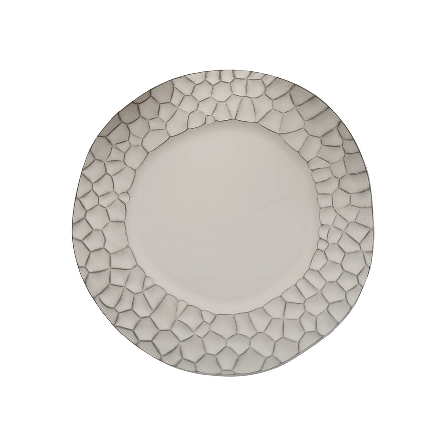6 Pack Matte Finish Gray Hammered Charger Plates, Flat Modern Dinner Serving Plates - 13inch#whtbkgd
