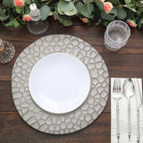 6 Pack Matte Finish Gray Hammered Charger Plates, Flat Modern Dinner Serving Plates - 13inch