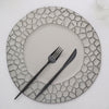 6 Pack | 13inch Matte Gray Irregular Round Plastic Charger Plates With Giraffe Pattern Rim