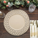 6 Pack Matte Finish Taupe Hammered Charger Plates, Flat Modern Dinner Serving Plates - 13inch