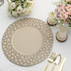 6 Pack | 13inch Taupe Irregular Round Plastic Charger Plates With Giraffe Pattern Rim