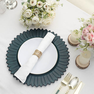 Hassle-Free Mealtime with Matte Teal Sunflower Round Dinner Charger Plates