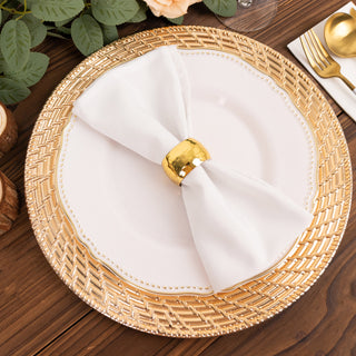 Elevate Your Table Settings with Metallic Gold Swirl Rattan Charger Plates