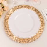 6 Pack Metallic Gold Swirl Rattan Acrylic Charger Plates 13inch Round Plastic Dinner Serving Plates