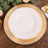 6 Pack Metallic Gold Swirl Rattan Acrylic Charger Plates 13inch Round Plastic Dinner Serving Plates